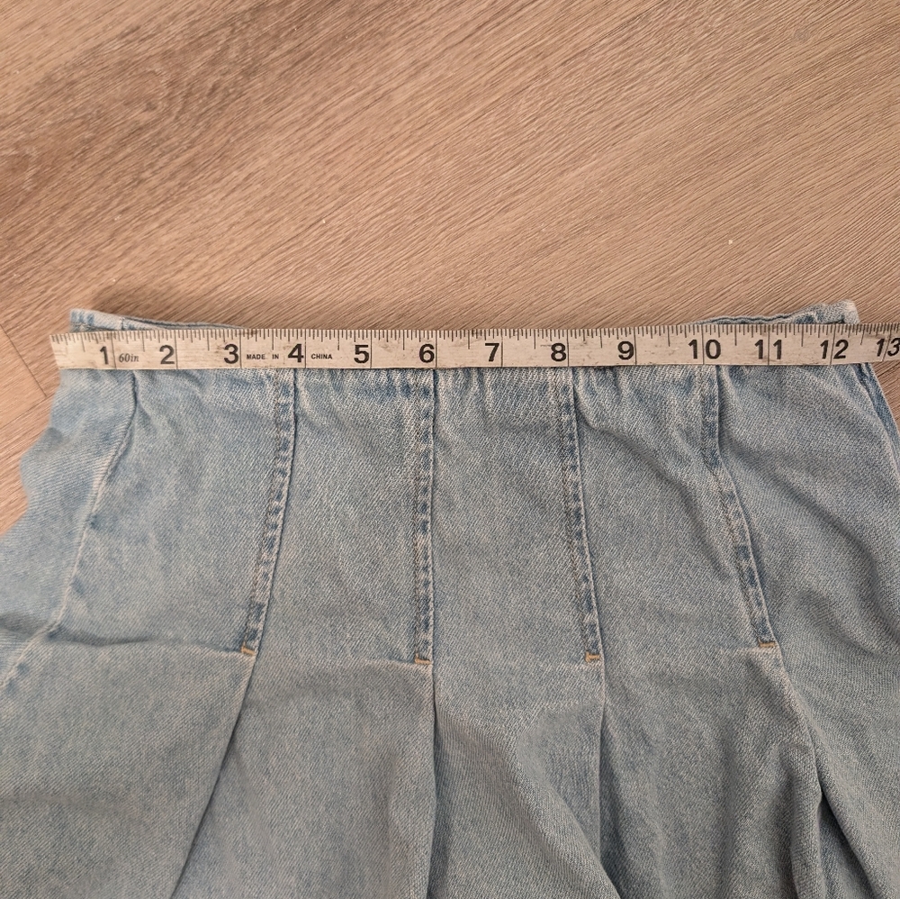 Zara Mini Pleated Blue Denim Jeans Skirt - Picture 6 of 7